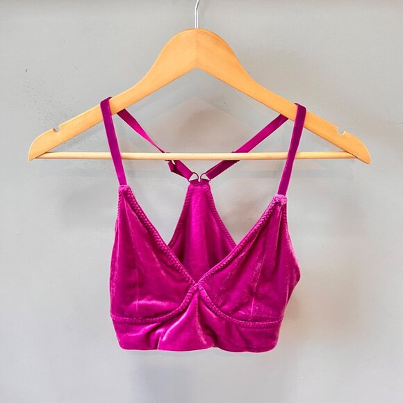 Fabletics Pink Hazel Velvet Halter‎ Bralette With Adjustable Straps- Size M - Picture 1 of 4